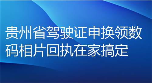 贵州省驾驶证申换领数码相片回执在家搞定