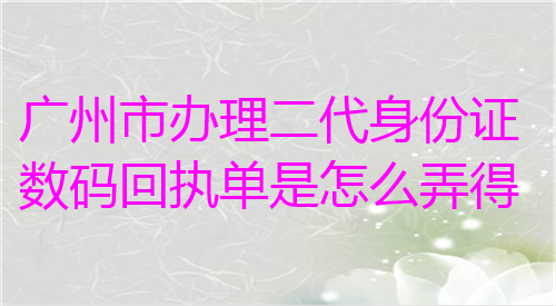 广州市办理二代身份证数码回执单是怎么弄得？