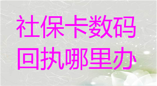 社保卡数码回执哪里办？