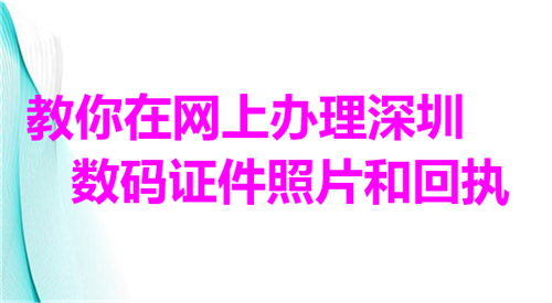 教你在网上办理深圳数码证件照片和回执