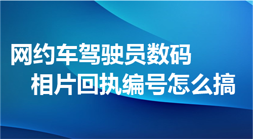 网约车驾驶员数码相片回执编号怎么搞