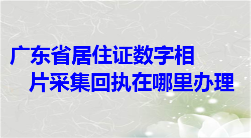 广东省居住证数字相片采集回执在哪里办理