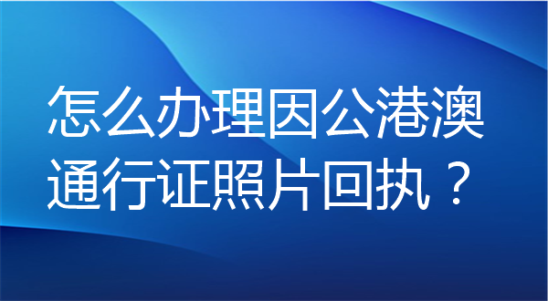 怎么办理因公港澳通行证照片回执