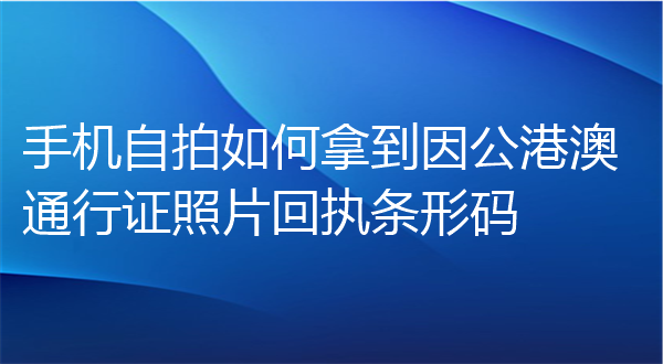 手机自拍如何拿到因公港澳通行证照片回执条形码