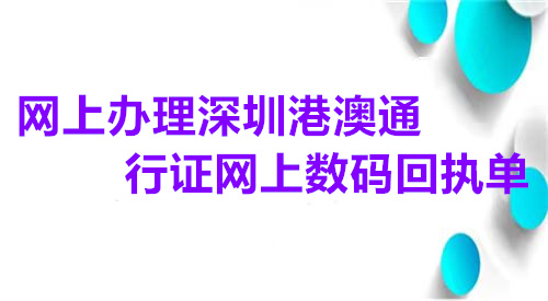 网上办理深圳港澳通行证数码回执单