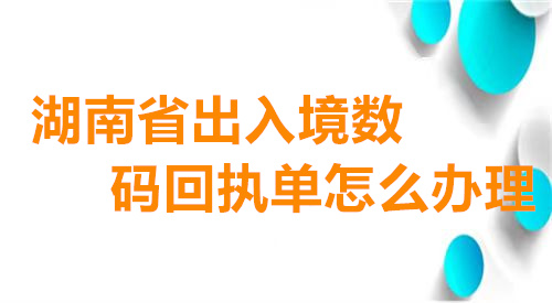 湖南省出入境数码回执单怎么办理