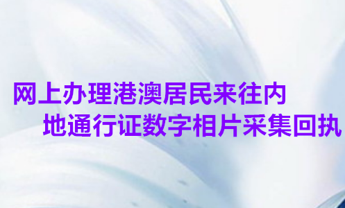 网上办理港澳居民来往内地通行证数字相片采集回执