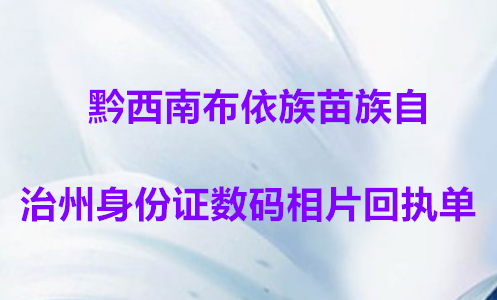 黔西南布依族苗族自治州身份证数码相片回执单