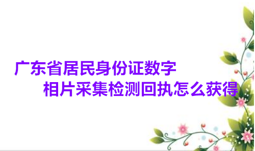 广东省居民身份证数字相片采集检测回执如何获得