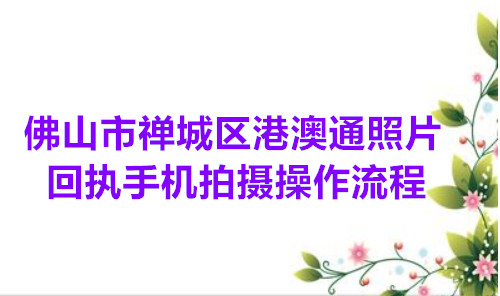 佛山市禅城区港澳通照片回执手机拍摄操作流程